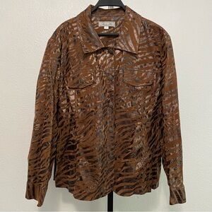Vintage Tiger Leopard Print Faux Suede Jacket 2X Avant Garde Y2K Maximalist